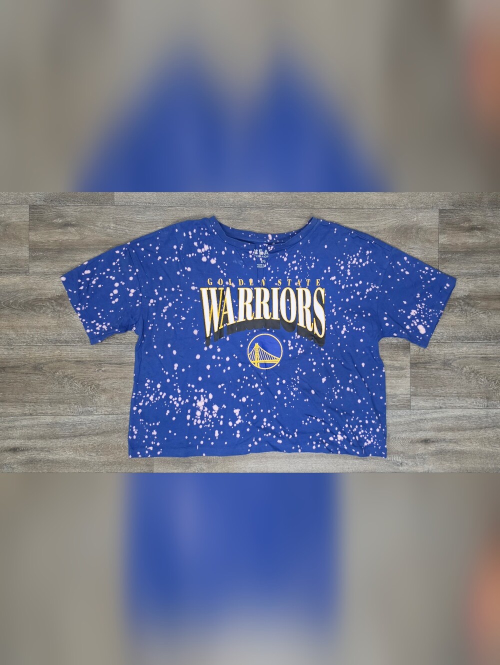 WEAR By Erin Andrews Golden State Warriors Cropped Splatter Tee-Size Large